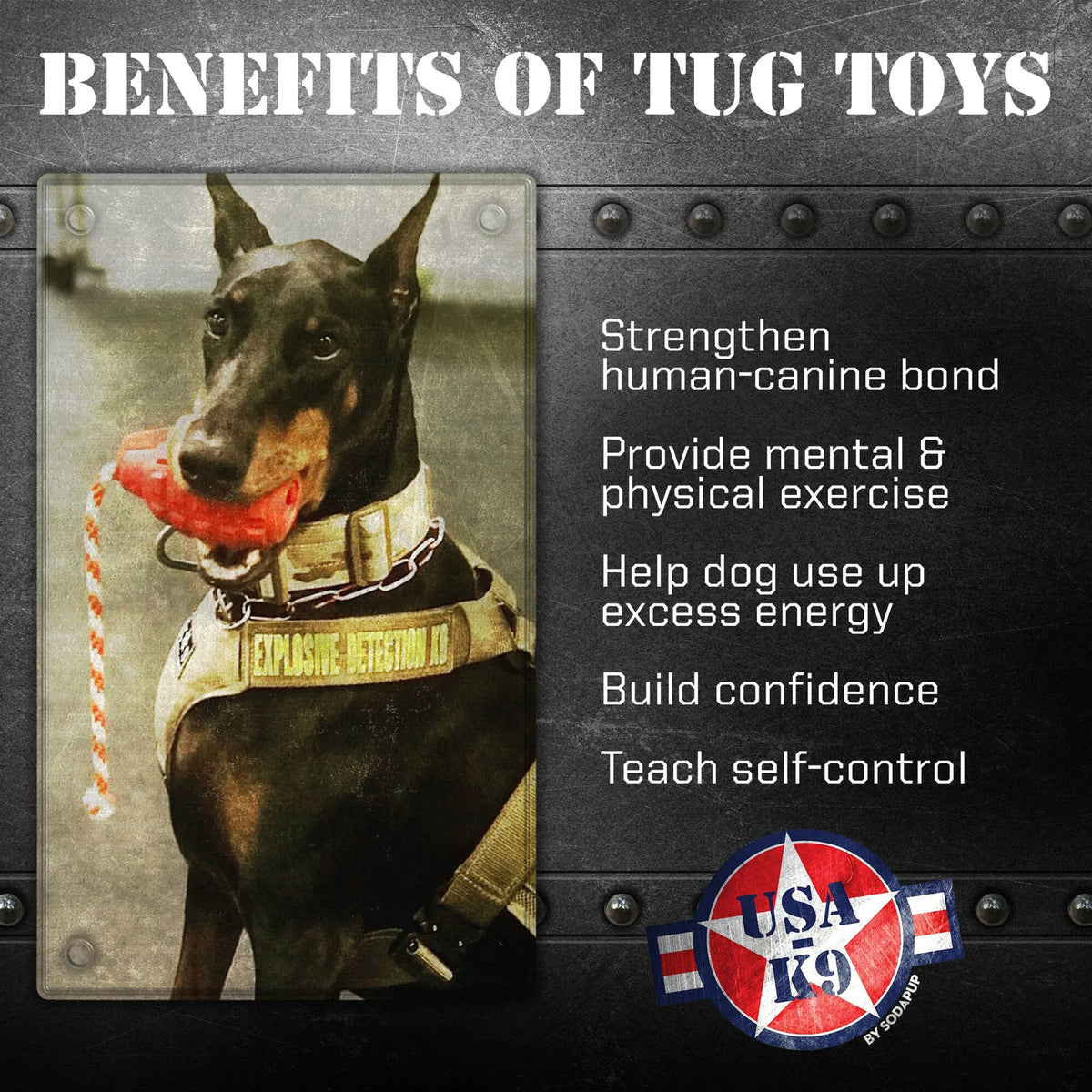 Additional product view of Rubber Treat-Dispensing Dog Toy – SodaPup USA-K9 Grenade
