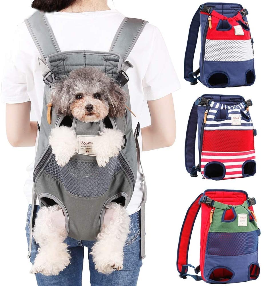 Front dog carrier backpack for hands-free walking and hiking