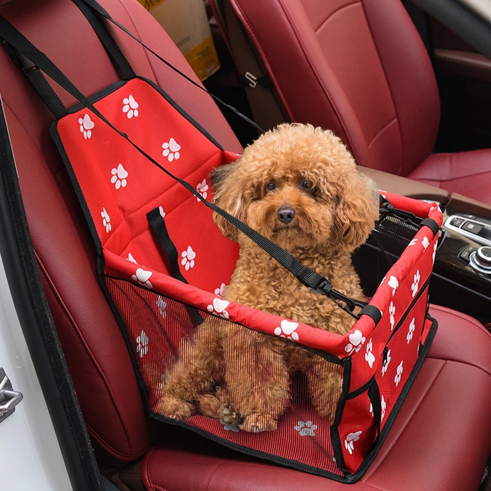 Foldable dog car seat and travel basket for small to medium pets