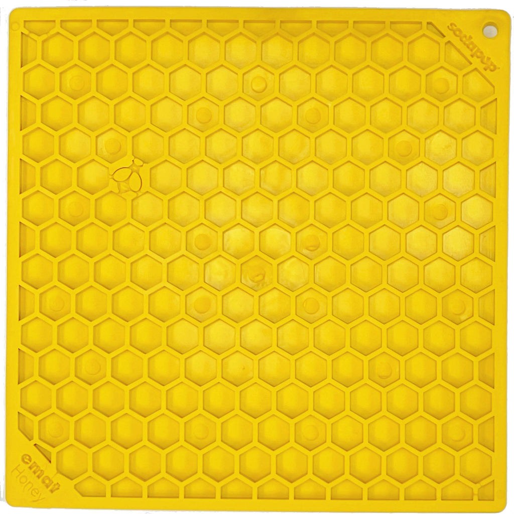 SodaPup Honeycomb dog lick mat in yellow